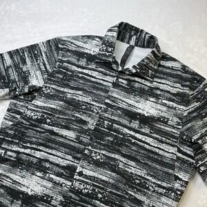 Lululemon Button Up Shirt Men Medium Black Abstract Print Stretch Golf